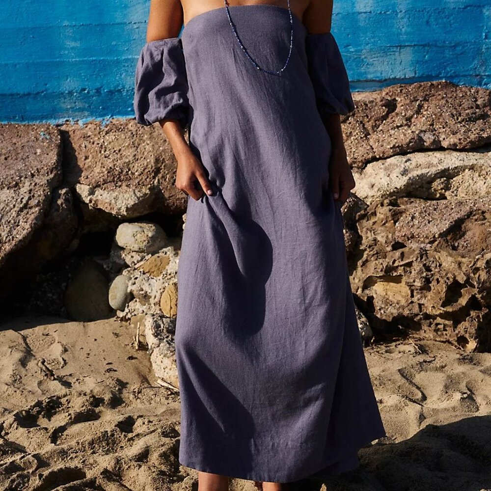 Free People Blue Maxi Dress with Flowing Silhouette
